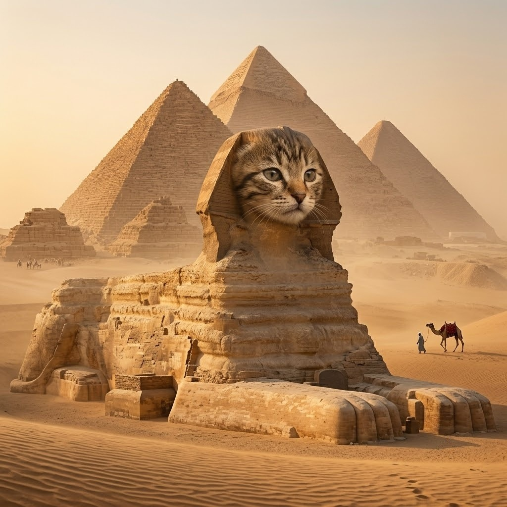 Cat as the Great Sphinx of Giza